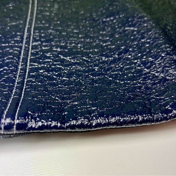 Ba&sh Crinkle Patent Faux Leather Mini Pencil Skirt Dark Navy Blue Size L - Picture 3 of 12